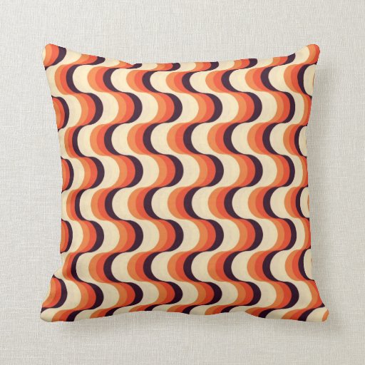 Image of Orange, Cream, Brown Retro Fifties Abstract Art Cushion