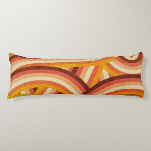 Orange/Cream/Brown Retro Rainbow Stripes Pattern Body Cushion