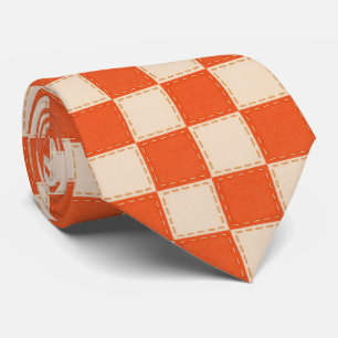 Orange & Cream Checkered Tie