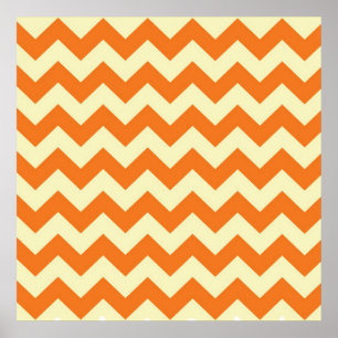Orange Cream Citrus Chevron ZigZag Stripes Gifts Poster