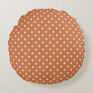 Orange Cream Dots Round Cushion
