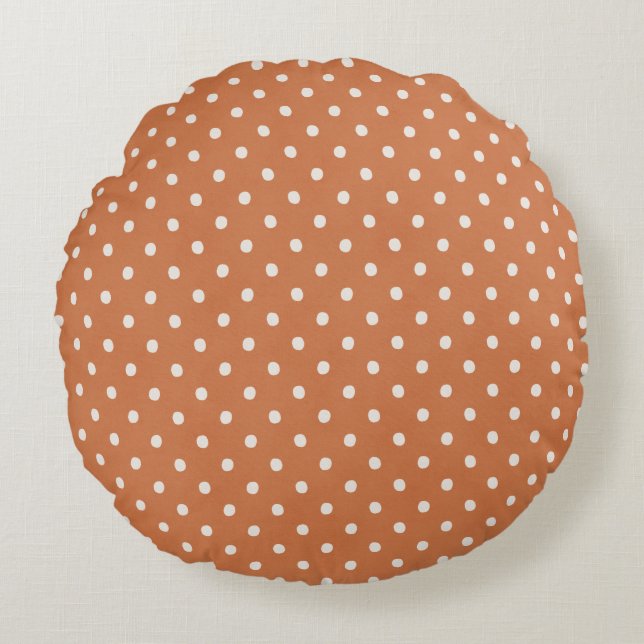 Orange Cream Dots   Round Cushion (Front)