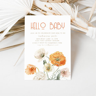 Orange & Cream Floral Baby Shower Party Invitation