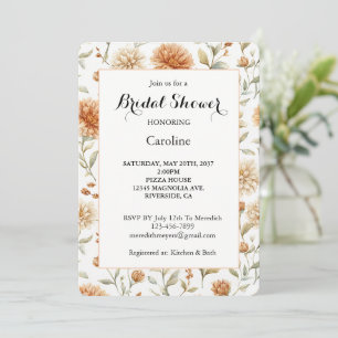 Orange Cream Flowers Bridal Shower Invitation