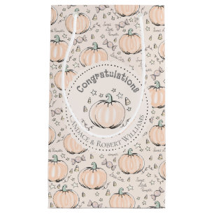 Orange & Cream Little Pumpkin Baby Congratulations Small Gift Bag