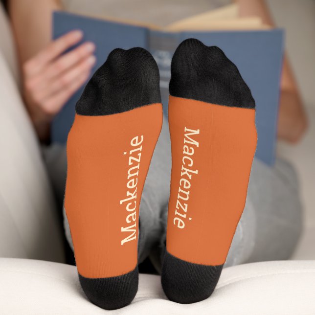 Orange Cream Personalised Name Monogram Bottom Socks (Bottom)