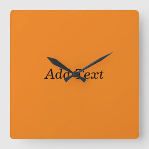 Orange Create Your Own Add Text Custom Square Wall Clock