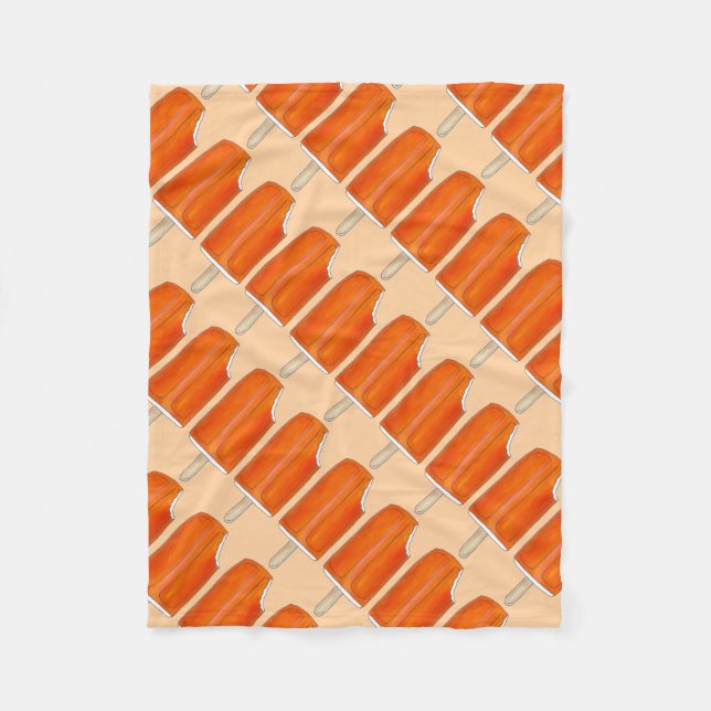 Orange Creme Creamsicle Ice Cream Popsicle Food Fleece Blanket (Front)