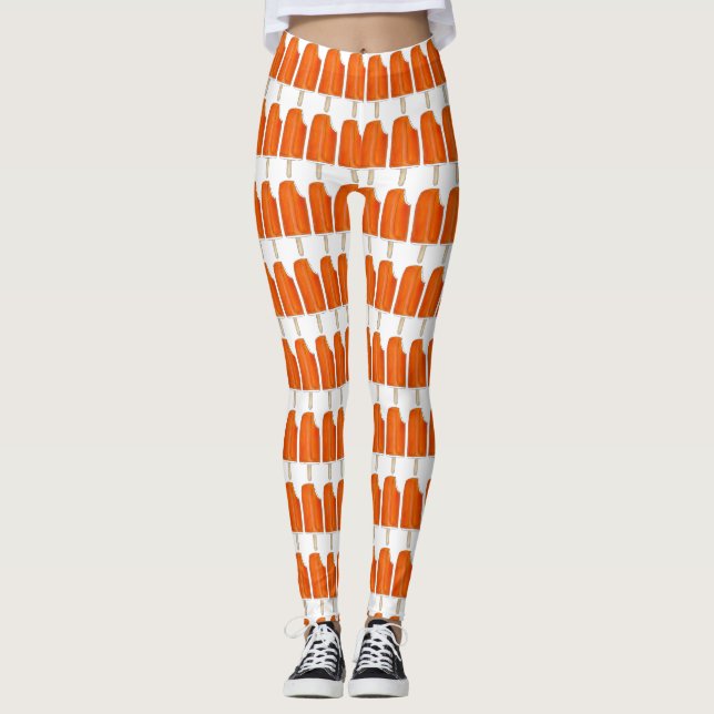 Orange Creme Creamsicle Ice Cream Popsicle Print Leggings (Front)