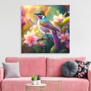 Orange Crested Rainbow Jay Fantasy Bird Canvas Print