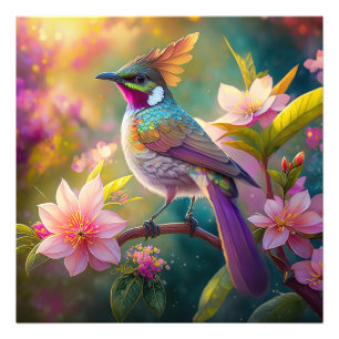 Orange Crested Rainbow Jay Fantasy Bird Photo Print