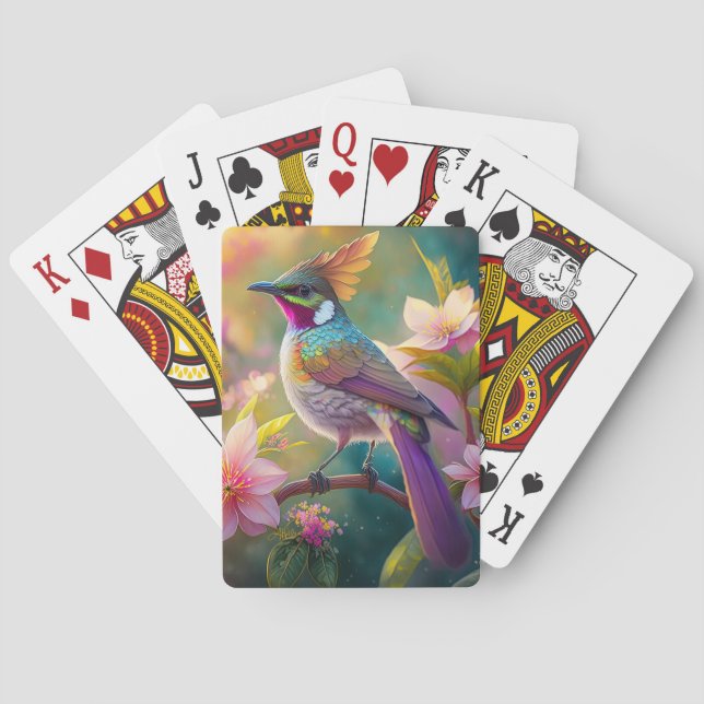 Orange Crested Rainbow Jay Fantasy Bird Playing Cards (Back)