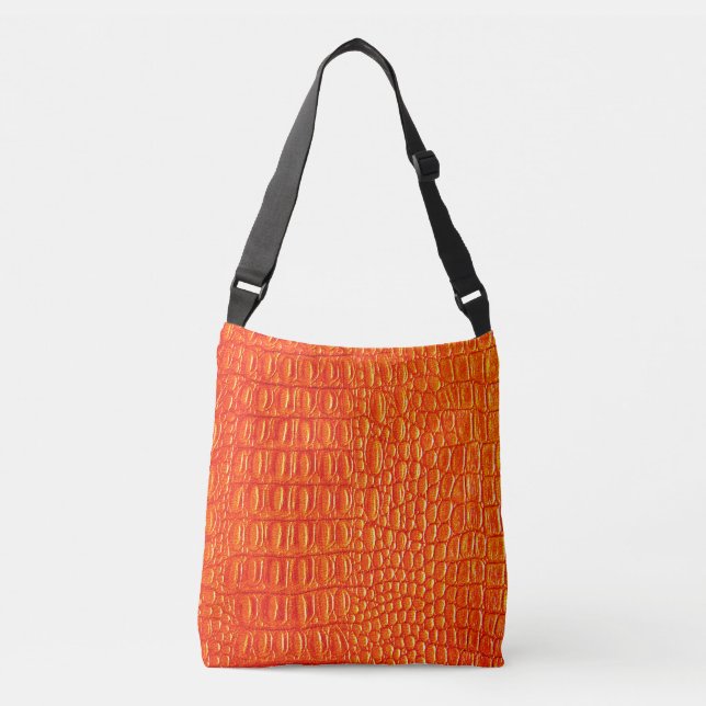 Orange Crocodile leather print   Crossbody Bag (Front)