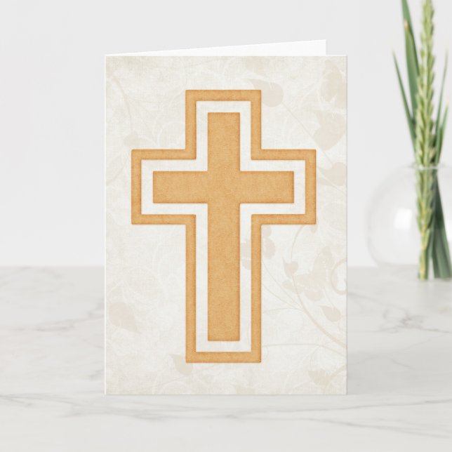 Orange Cross 2 Blank Christian Greeting Card (Front)