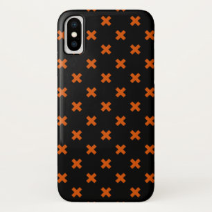 Orange cross stitches on black iPhone x case