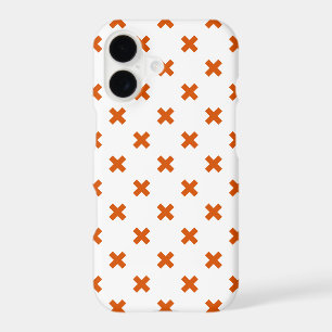 Orange cross stitches on white