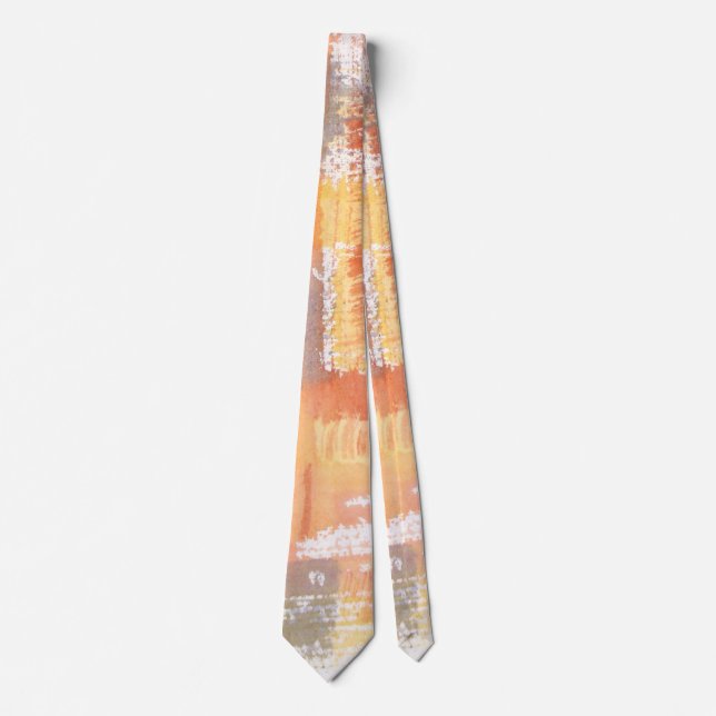 Orange Crush Watercolor Abstract Tie (Front)