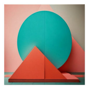 Orange Cubes Explosion Geometric Abstract Poster