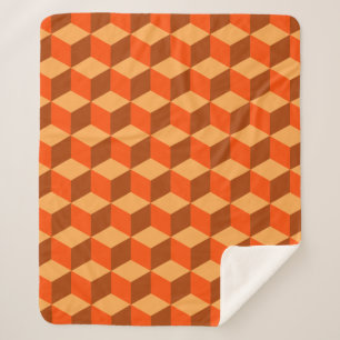 Orange Cubes Sherpa Blanket