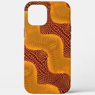 Orange curve and golden points on brown background iPhone 12 pro max case