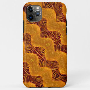Orange curve and golden points on brown background iPhone 11 pro max case
