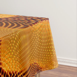 Orange curve and golden points on brown background tablecloth