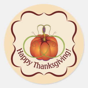 Orange Curvy Pumpkin Autumn Classic Round Sticker