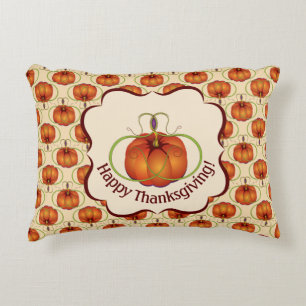 Orange Curvy Pumpkin Autumn Pattern Decorative Cushion