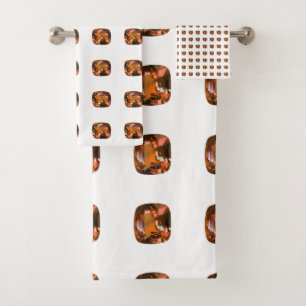 Orange Cushion-cut Pattern Bath Towel Set