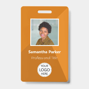 Orange Custom Employee - Photo ID, Logo, Bar Code ID Badge