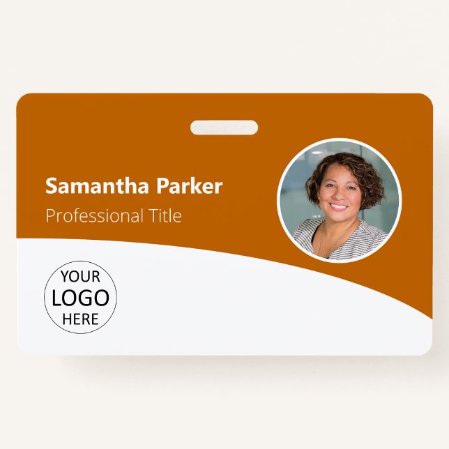 Orange Custom Employee Photo, Logo, Barcode, Name ID Badge (Creator Uploaded)