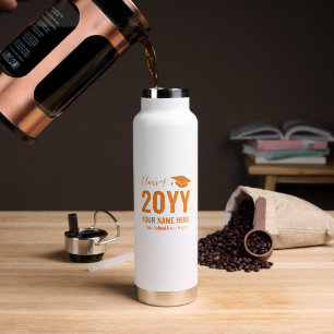 Orange Custom Name Personalised Graduation Gift Water Bottle