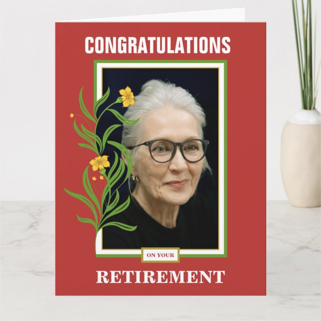 Orange Custom Photo Retirement Congratulations Card (Front)