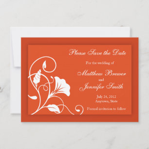 Orange Custom Save the Date Wedding Announcement