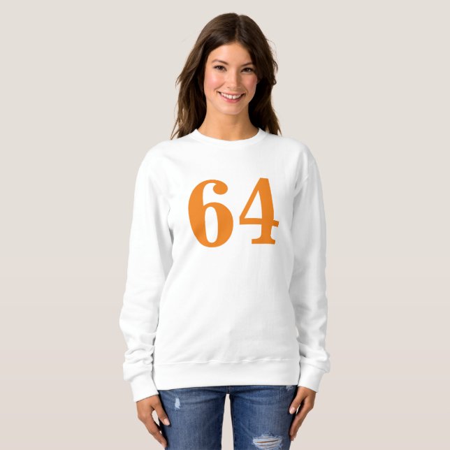Orange Customise Number Basic Long Sleeve T-Shirt Sweatshirt (Front Full)