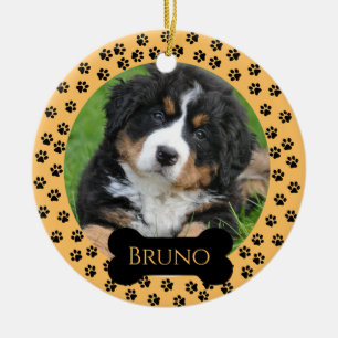 Orange Customizable Pet Ceramic Circle Ornament 