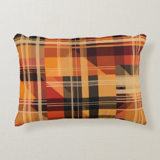 Orange Cute Autumn Check Pattern Decorative Cushion