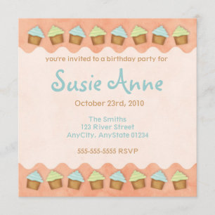 Orange Cute Cupcakes Invitation