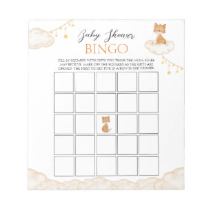 Orange Cute Fox Baby Shower Bingo Notepad