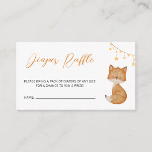 Orange Cute Fox Baby Shower Diaper Raffle Enclosure Card