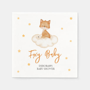 Orange Cute Fox Baby Shower Napkin