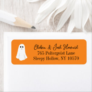 Orange Cute Ghost Halloween Return Address