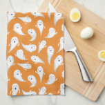 Orange Cute Ghosts Halloween Kitchen Towel<br><div class="desc">A gathering of not so spooky ghosts swirl across this orange kitchen towel giving your home or office a fun pop of phantasmic delight for the month of October and the Halloween season.</div>