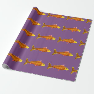 Orange cute goldfish wrapping paper
