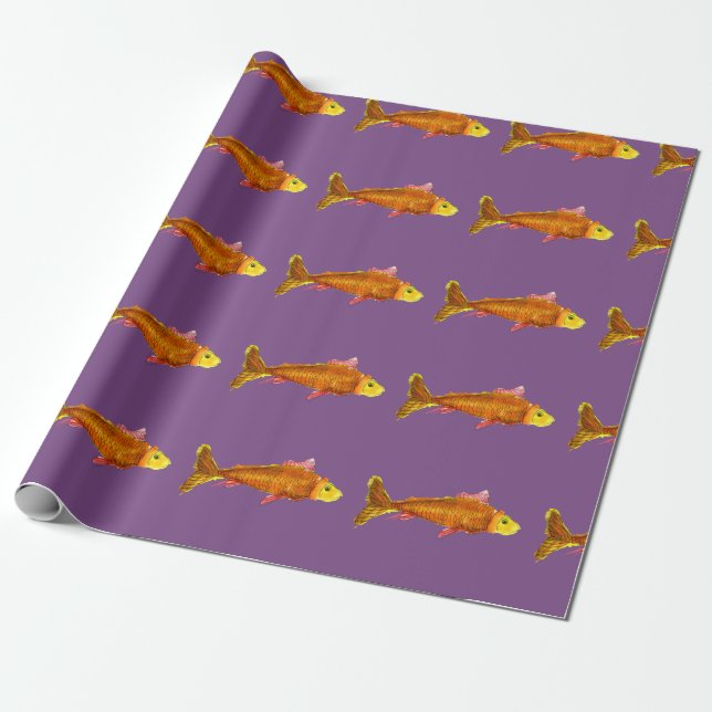 Orange cute goldfish wrapping paper (Unrolled)