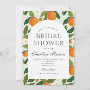 Orange Cute Green Summer Bridal Shower Invitation