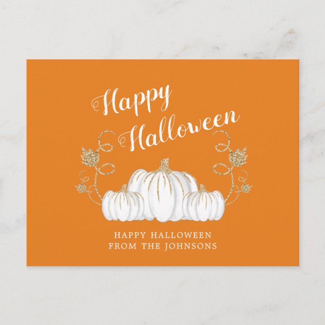 Orange Cute Pumpkin Happy Halloween Postcard (Front)