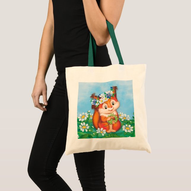 orange cute squirrel tote bag (Front (Product))