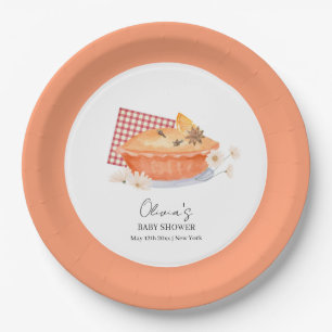 Orange Cutie Pie Flower Fall Baby Shower  Paper Plate