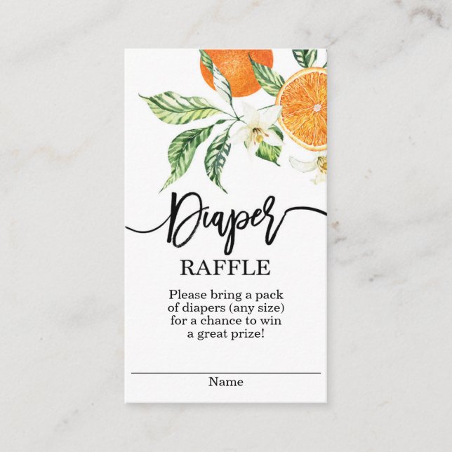Orange Cuties Diaper Raffle Enclosure Card (Front)